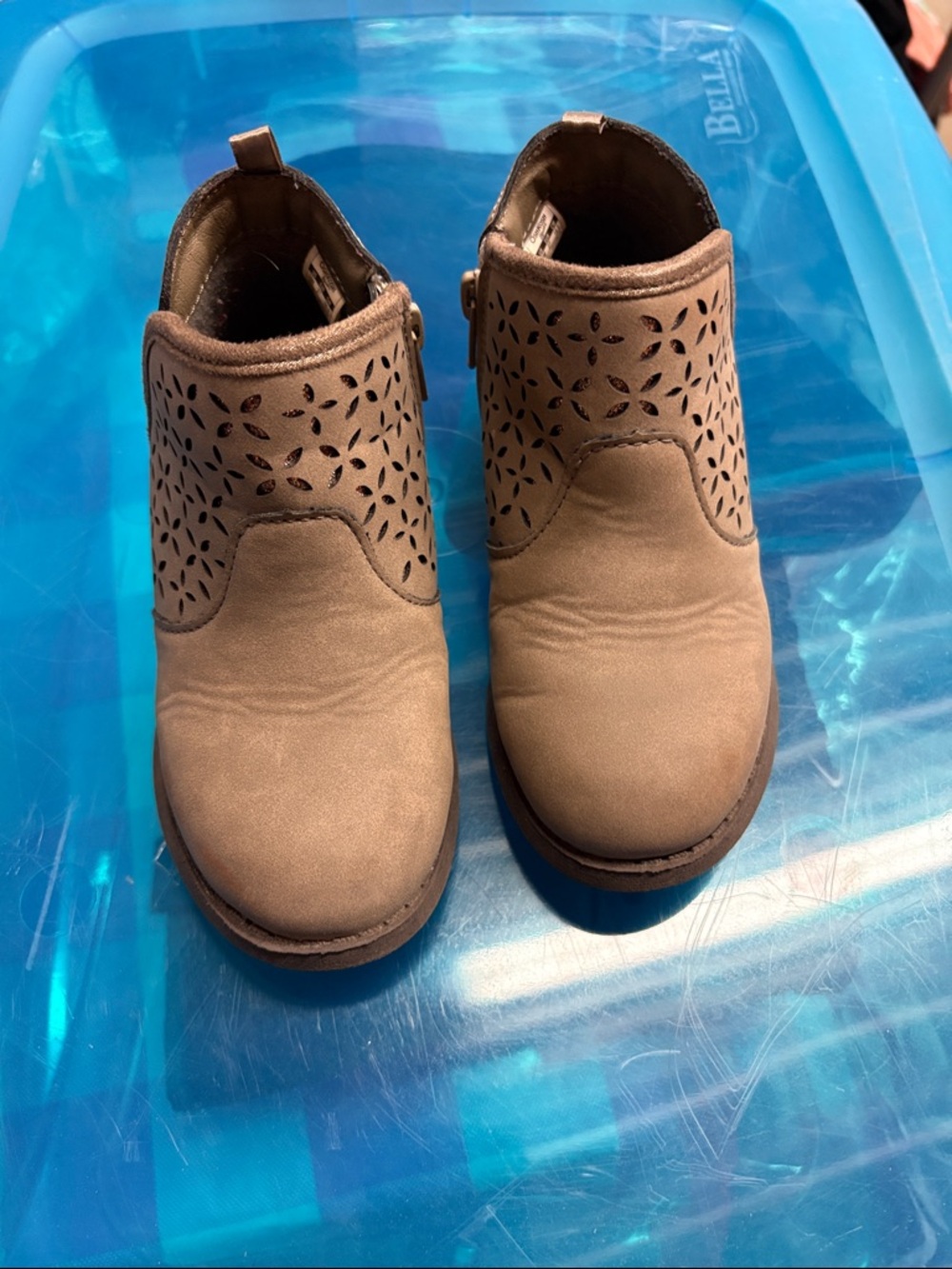 OshKosh B'gosh Brown Girls' Ankle Boots with Laser-Cut Detail